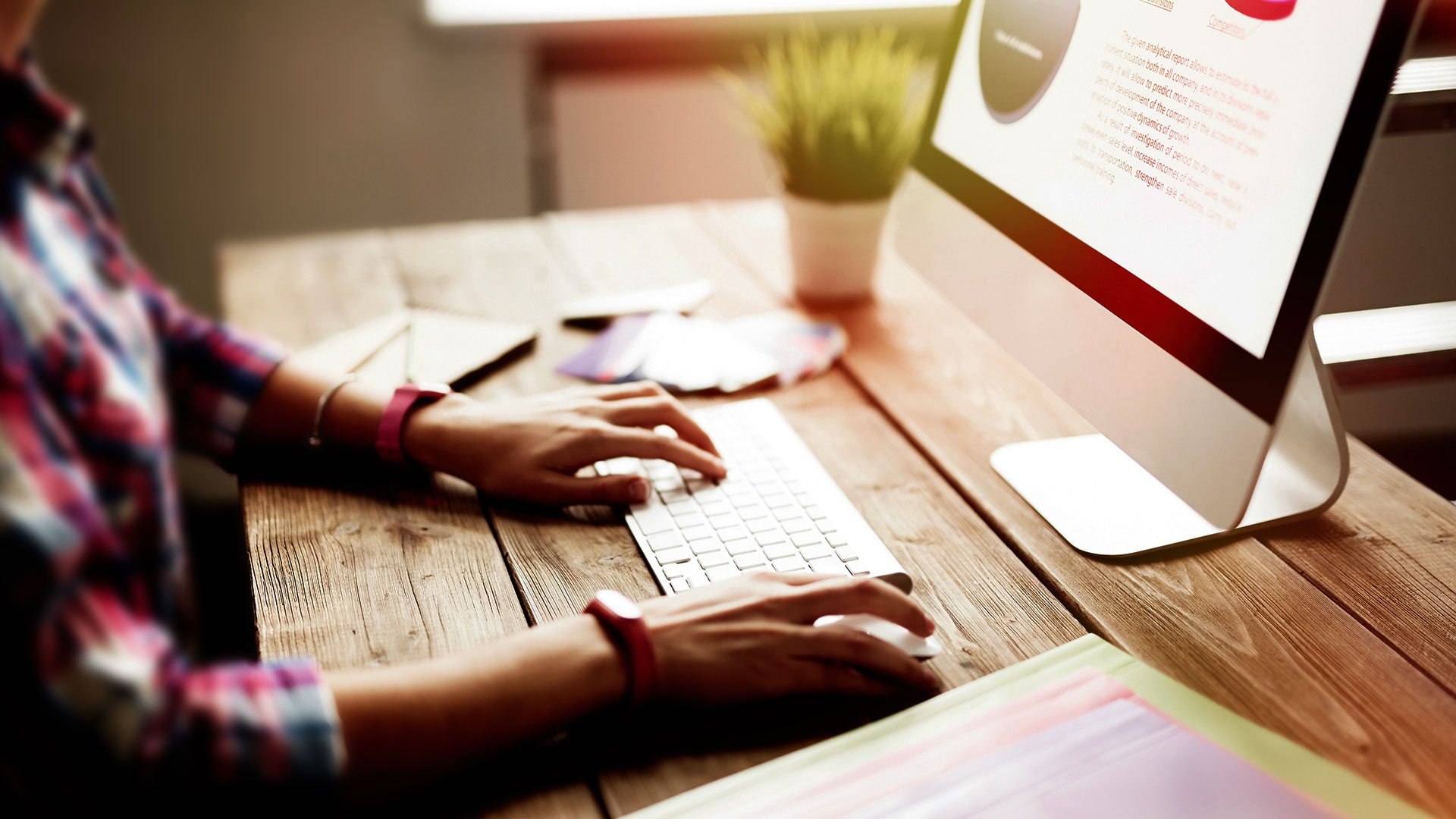 Small business owner working on computer